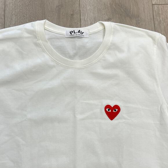 Comme des Garçons Play CDG Heart Logo White Tee T Shirt Size Large L B5 - Picture 2 of 5